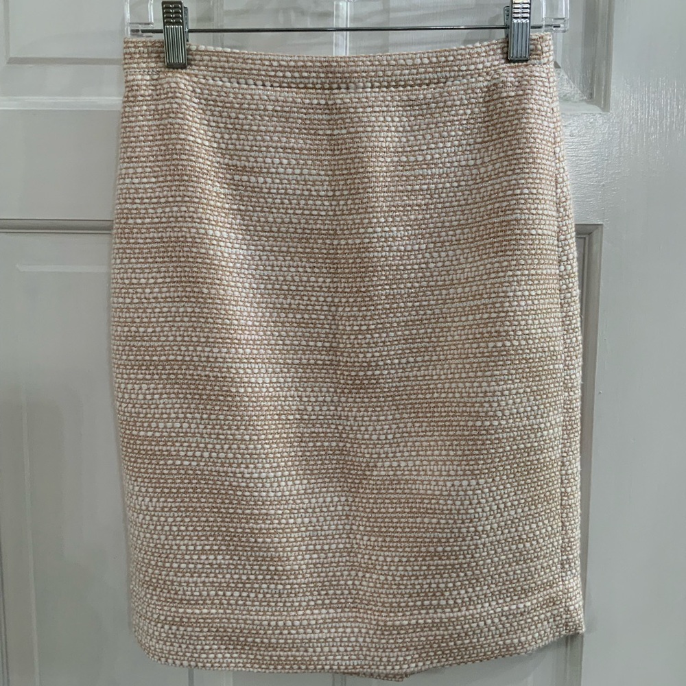 J. CREW The Pencil Skirt Size 0 Pink Metallic Silver Thread Lined New W/Tags $85